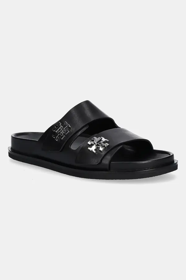 Tory Burch Usnjeni natikači Tory Burch T Lock Sport Slide