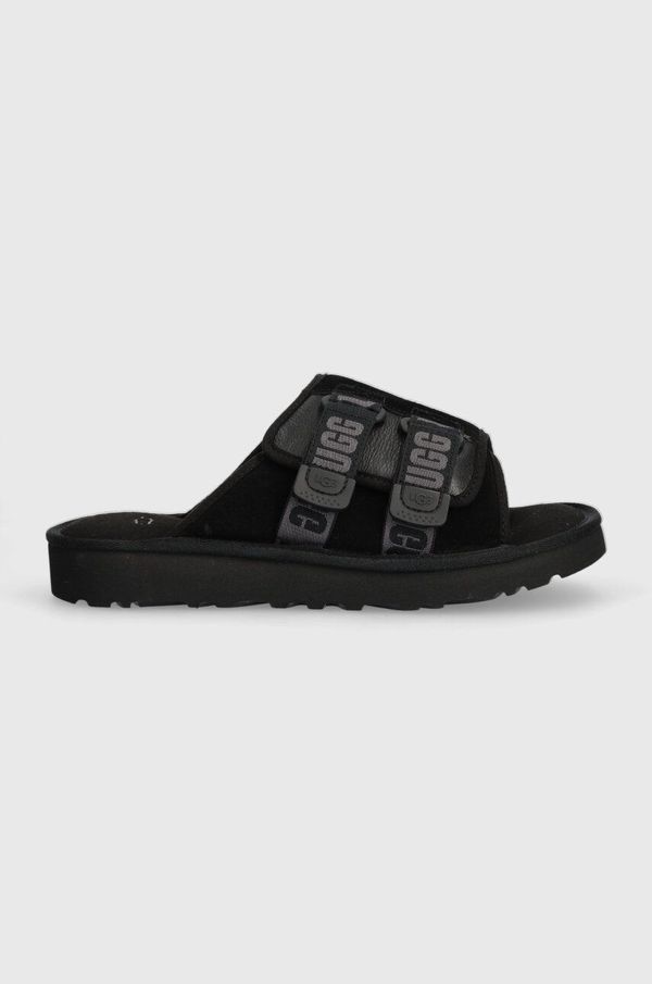 Ugg Usnjeni natikači UGG Goldencoast Strap Slide moški, črna barva, 1142730