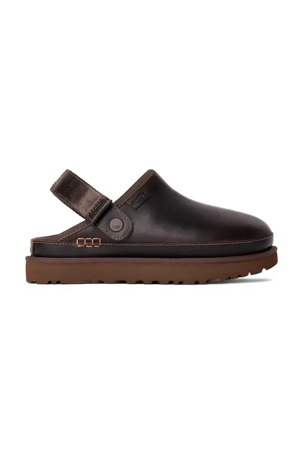 UGG Usnjeni natikači UGG Goldenstar Clog Lthr Regen