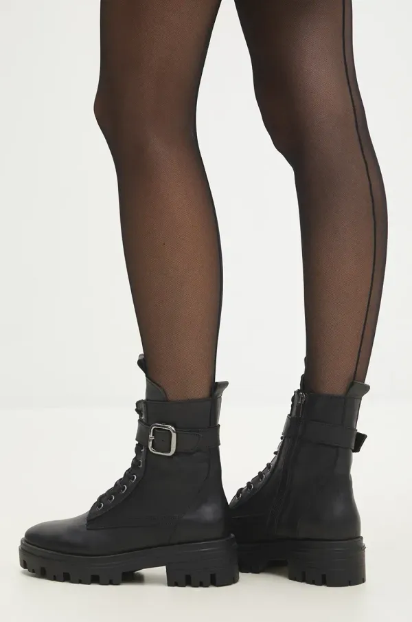 Answear Lab Usnjeni nizki škornji Answear Lab ženski, črna barva