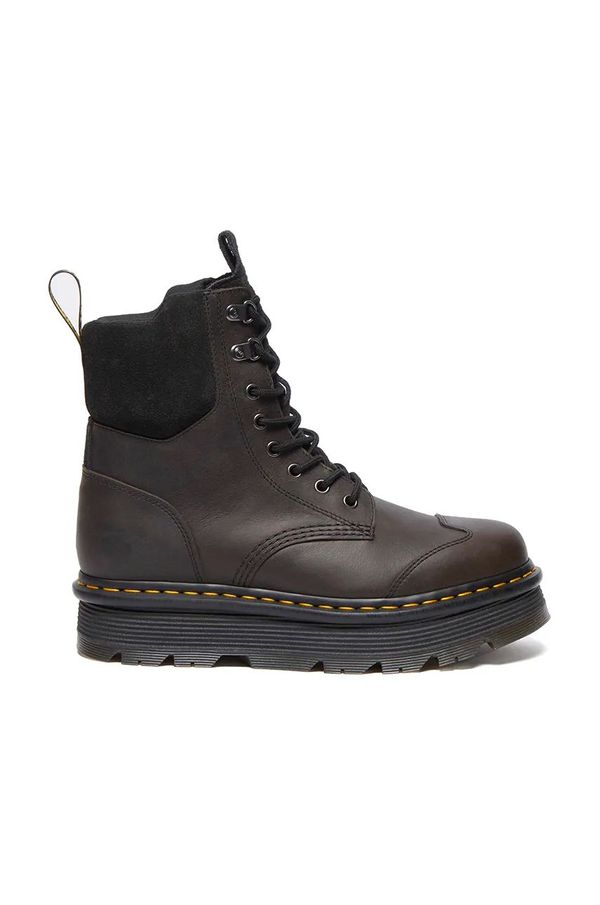 Dr. Martens Usnjeni nizki škornji Dr. Martens Zebzag 8 Tie ženski, siva barva, DM32116733