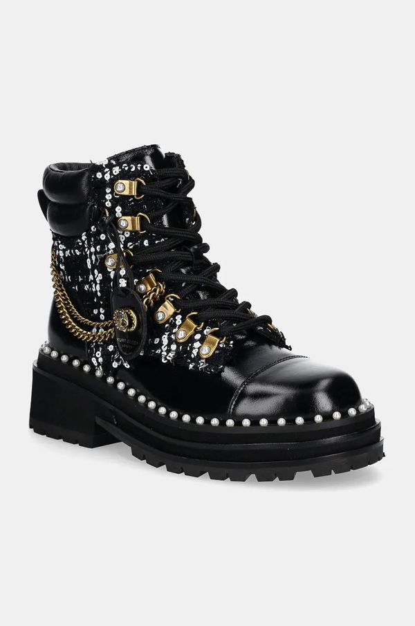 Kurt Geiger London Usnjeni nizki škornji Kurt Geiger London Chelsea Combat Boot ženski, črna barva, 3423801619