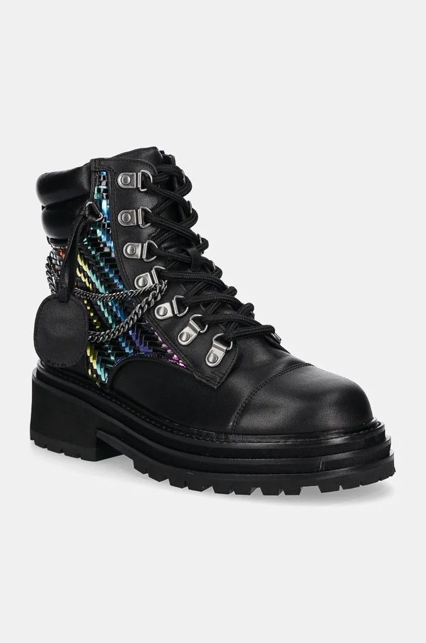 Kurt Geiger London Usnjeni nizki škornji Kurt Geiger London Chelsea Combat Boot ženski, črna barva, 3423805019