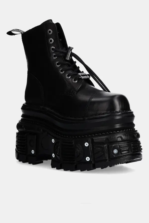 New Rock Usnjeni nizki škornji New Rock CRUST NEGRO + TANK NEGRO TORNILLOS E-34