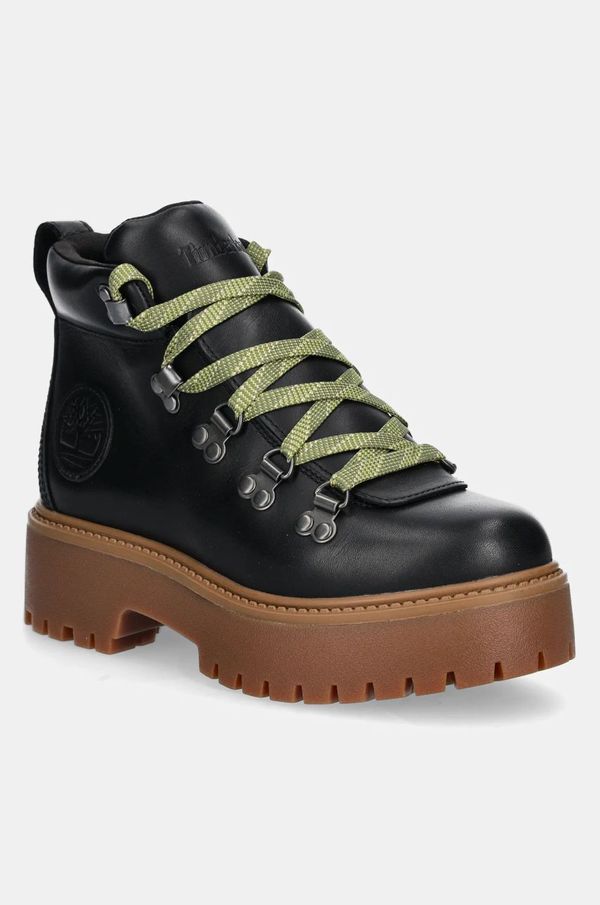 Timberland Usnjeni nizki škornji Timberland Stone Street ženski, črna barva, TB0A27VJW021