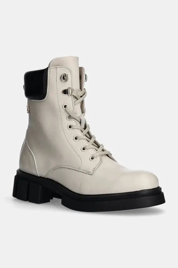 Tommy Hilfiger Usnjeni nizki škornji Tommy Hilfiger LACE-UP BIKER LEATHER