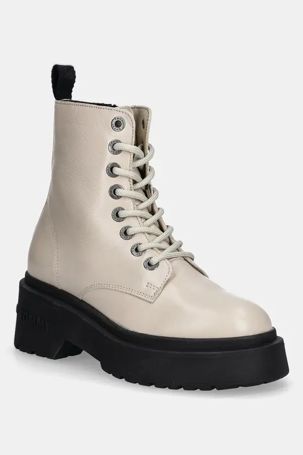 Tommy Jeans Usnjeni nizki škornji Tommy Jeans TJW CHUNKY SHINY LEATHER BOOT