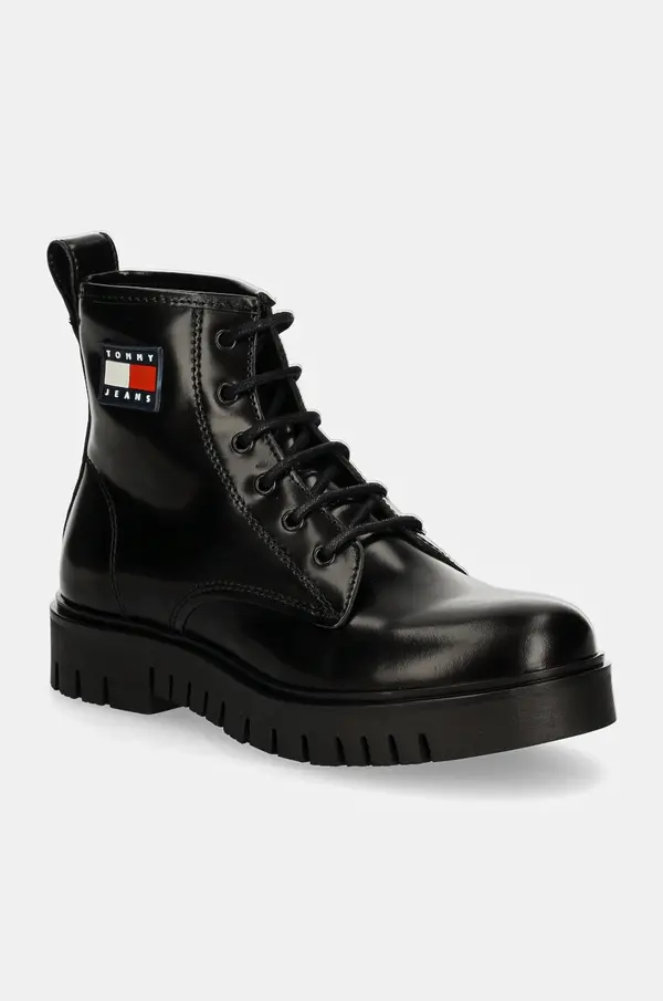 Tommy Jeans Usnjeni nizki škornji Tommy Jeans TJW LACE UP BOOT