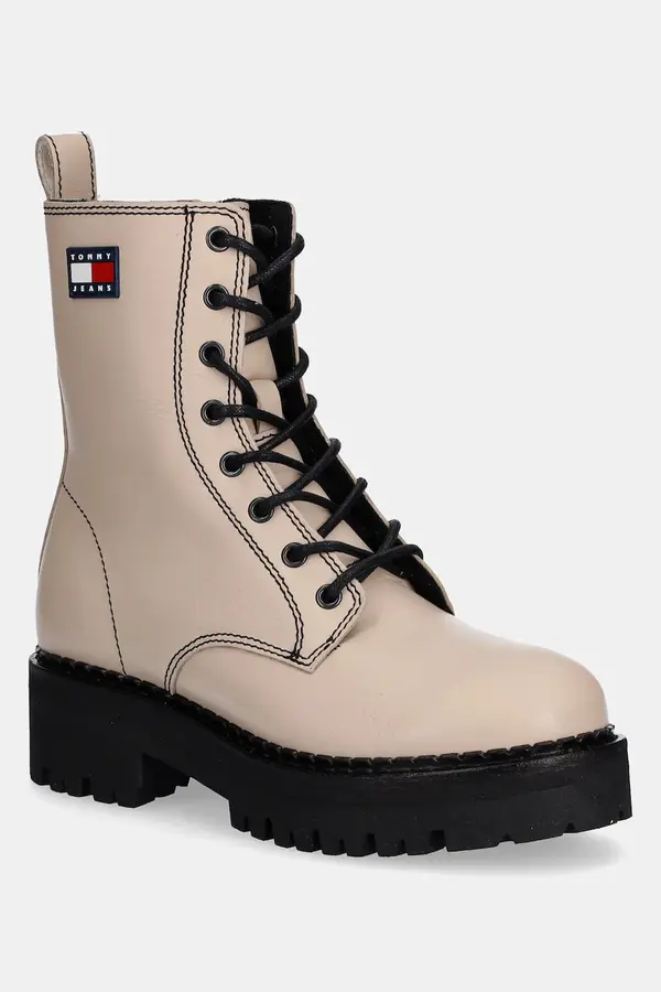 Tommy Jeans Usnjeni nizki škornji Tommy Jeans TJW URBAN LACE UP BOOT