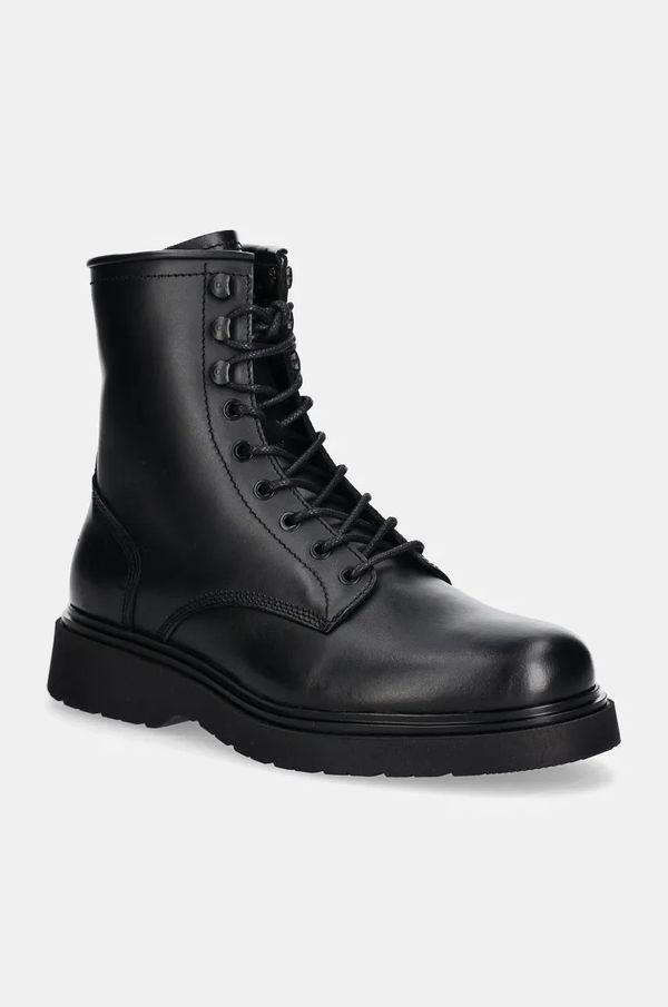 Calvin Klein Usnjeni piščančki Calvin Klein LACE UP BOOT W/ ZIP LTH moški, črna barva, HM0HM01575