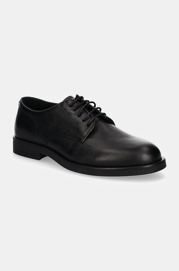 Calvin Klein Usnjeni polškornji Calvin Klein DERBY LTH moški, črna barva, HM0HM01567