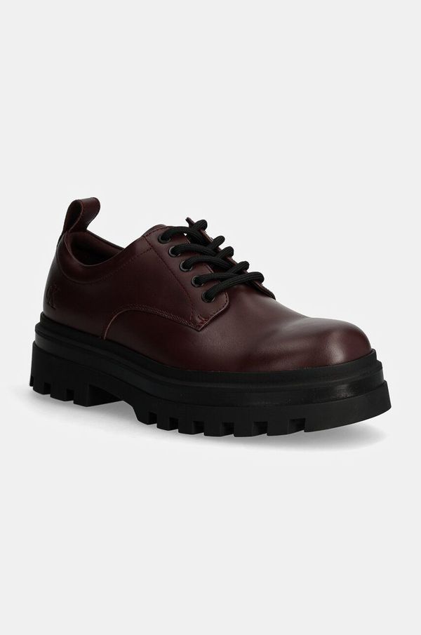 Calvin Klein Jeans Usnjeni polškornji Calvin Klein Jeans LUGGED DERBY SHOE LTH moške, bordo barva, YM0YM01085