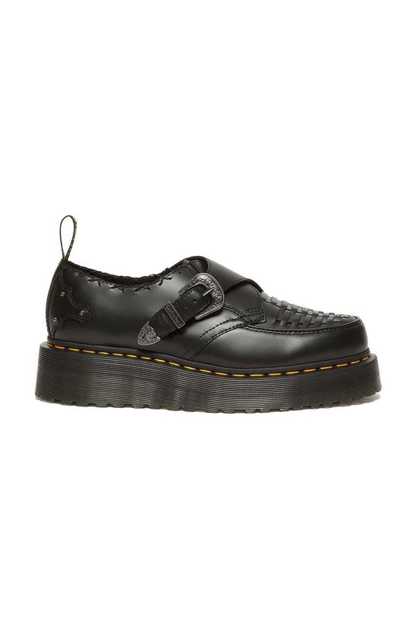 Dr. Martens Usnjeni polškornji Dr. Martens Ramsey Quad Monk ženski, črna barva, DM31680001