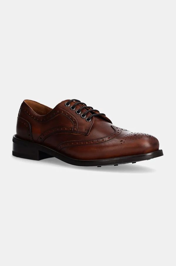 Hackett London Usnjeni polškornji Hackett London JAME BROGUE moški, rjava barva, HMS21426