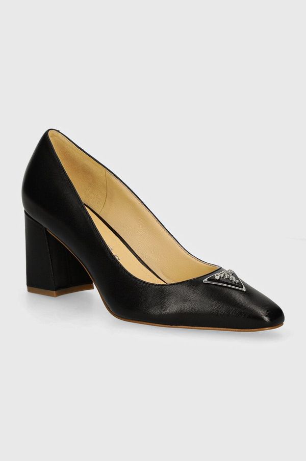 Guess Usnjeni salonarji Guess VARLAY2 črna barva, FLTVR2 LEA08