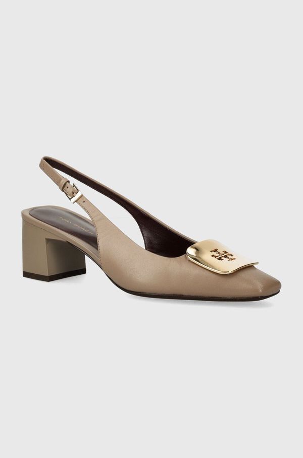 Tory Burch Usnjeni salonarji Tory Burch Georgia Slingback bež barva, 156479.200