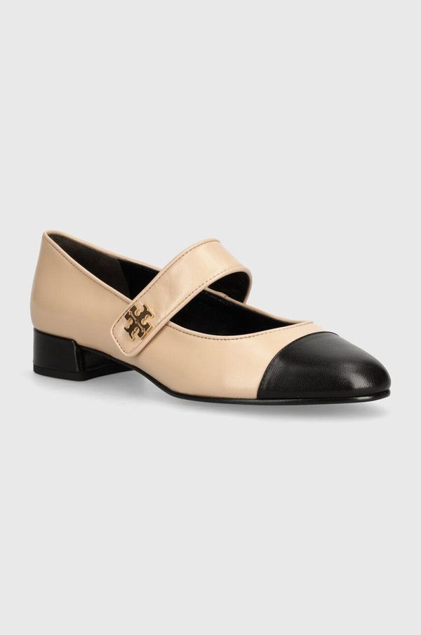 Tory Burch Usnjeni salonarji Tory Burch Mary Jane Heel Ballet bež barva, 160312-650