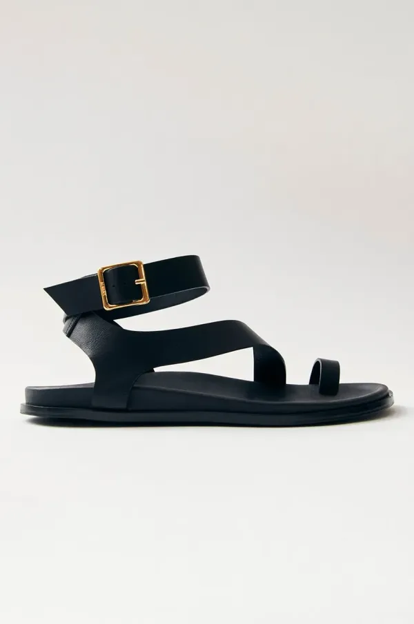 Alohas Usnjeni sandali Alohas Myles ženski, črna barva, S100617-01