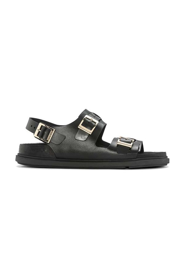 Birkenstock Usnjeni sandali Birkenstock Cannes ženski, črna barva, 1023955