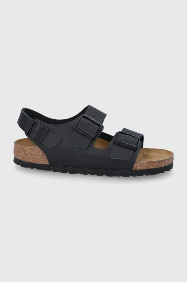 Birkenstock Usnjeni sandali Birkenstock Milano ženski, črna barva, 34193