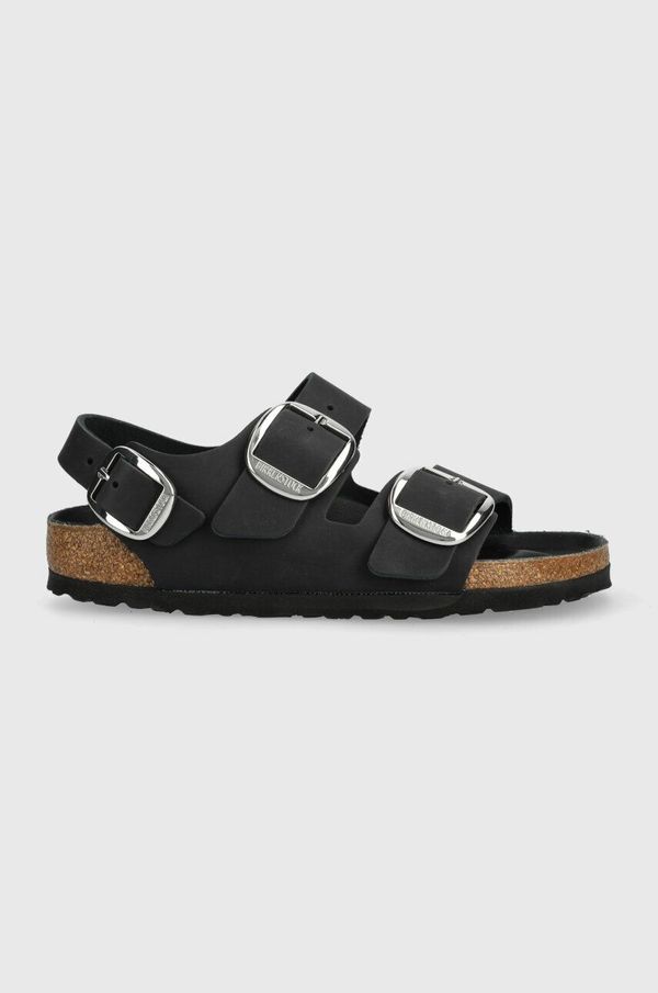 Birkenstock Usnjeni sandali Birkenstock Milano ženski, črna barva