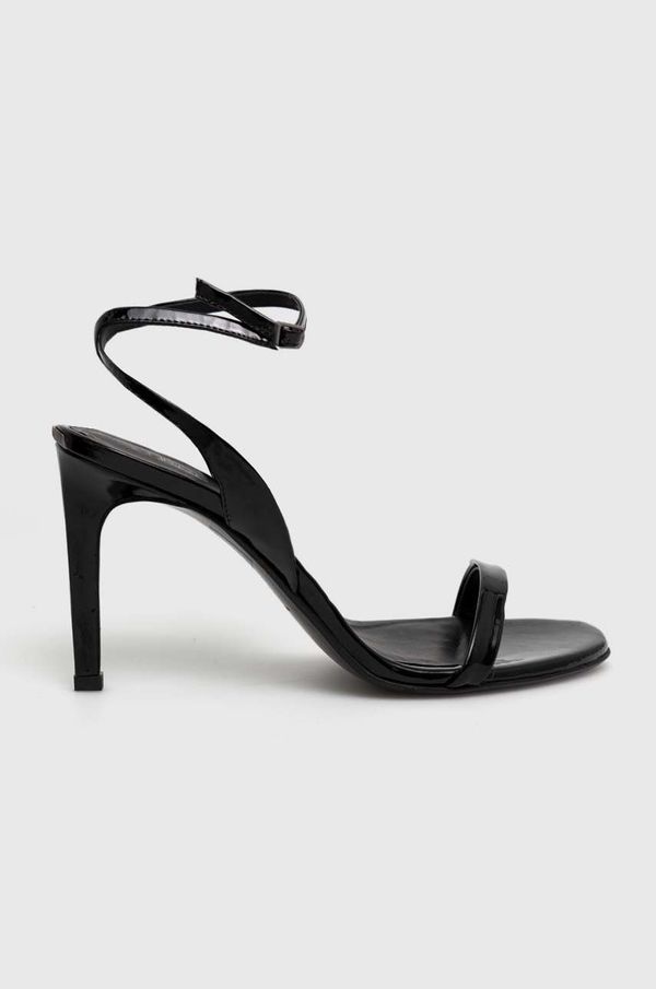 Calvin Klein Usnjeni sandali Calvin Klein črna barva