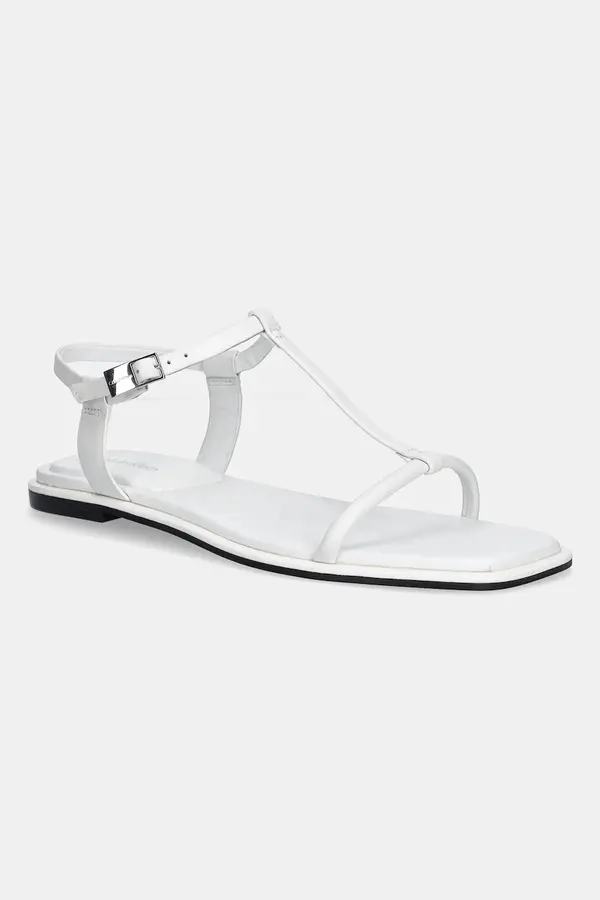 Calvin Klein Usnjeni sandali Calvin Klein FLAT SANDAL SQUARED BUCKLE LTH