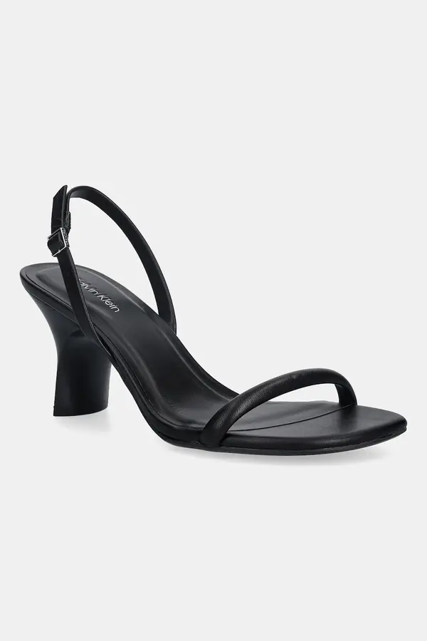 Calvin Klein Usnjeni sandali Calvin Klein SCULPT KITT HEEL STRAPPY LTH