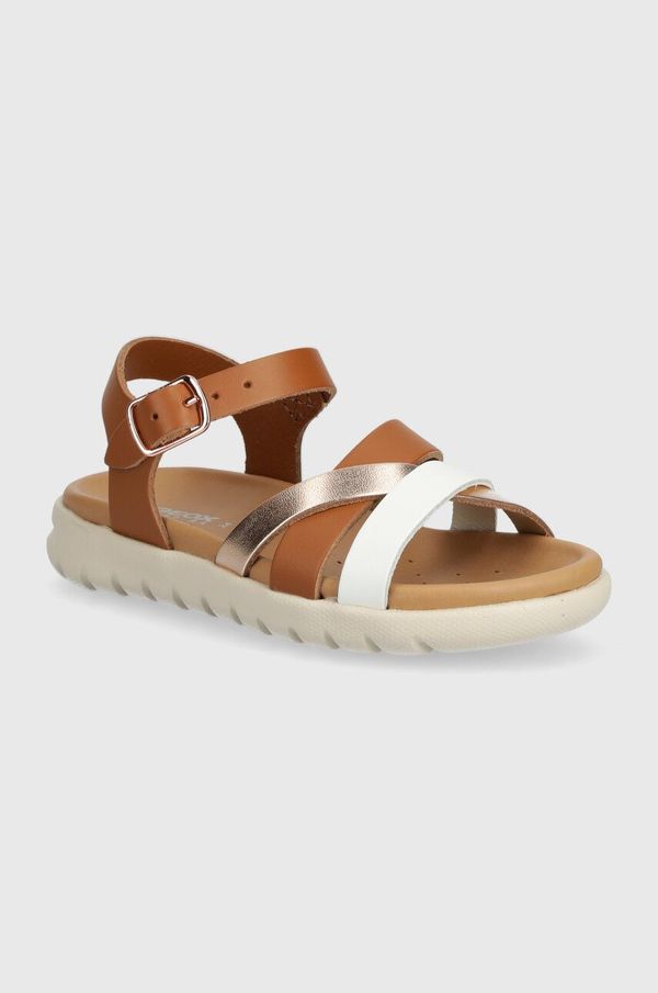 Geox Usnjeni sandali Geox SANDAL SOLEIMA rjava barva