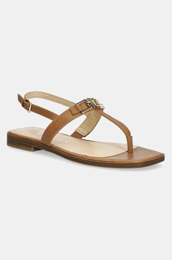 Guess Usnjeni sandali Guess REALITY ženski, rjava barva, FLJREL LEA21