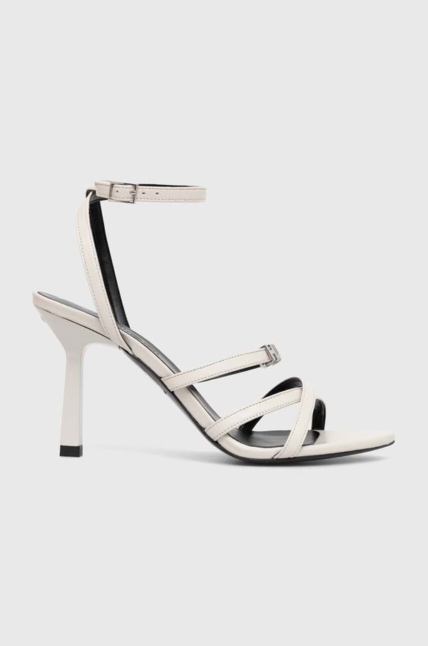 HUGO Usnjeni sandali HUGO Katniss siva barva, 50517417