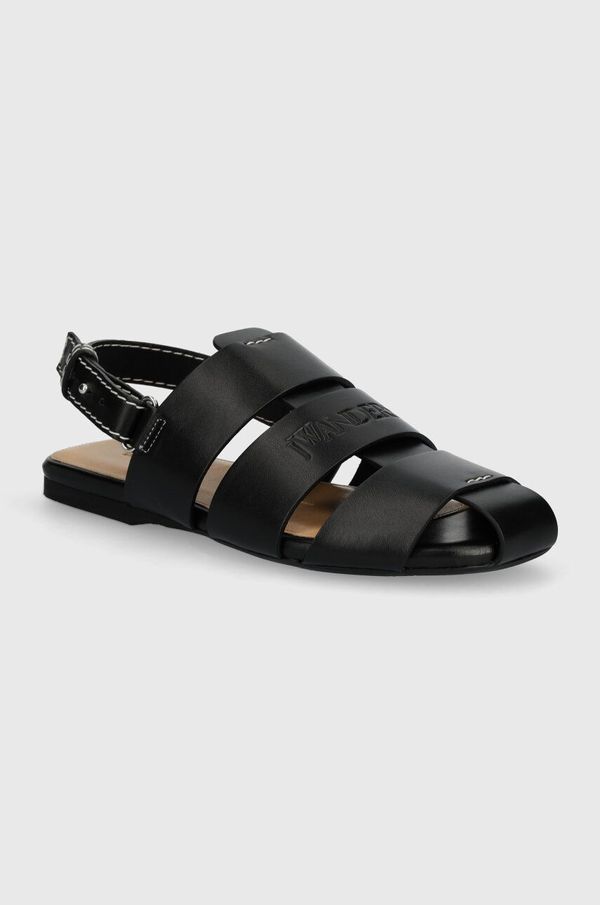 JW Anderson Usnjeni sandali JW Anderson Fisherman Sandal ženski, črna barva, ANW42215A