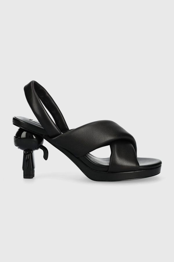 Karl Lagerfeld Usnjeni sandali Karl Lagerfeld IKON HEEL črna barva, KL39024