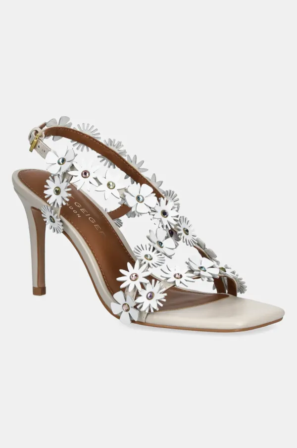 Kurt Geiger London Usnjeni sandali Kurt Geiger London Flower Sandal bela barva, 4353244109