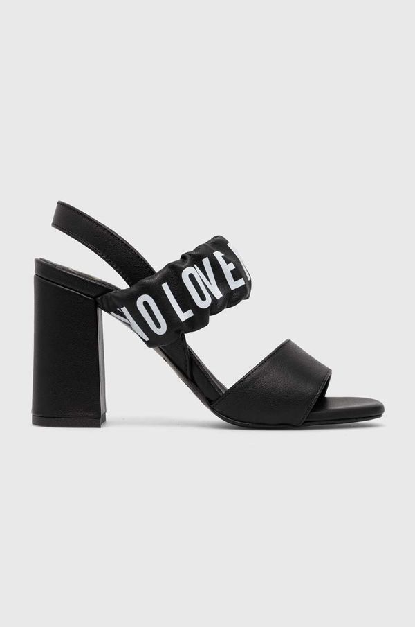 Love Moschino Usnjeni sandali Love Moschino črna barva, JA16358G0GIE0000