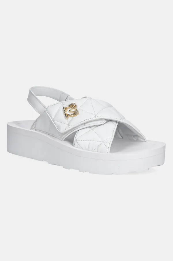 Love Moschino Usnjeni sandali Love Moschino ženski, bela barva, JA16044I1MIE0100