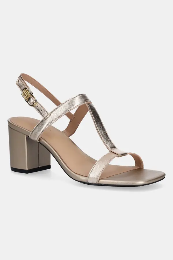 Tommy Hilfiger Usnjeni sandali Tommy Hilfiger LEATHER BLOCK HEEL SANDAL METAL