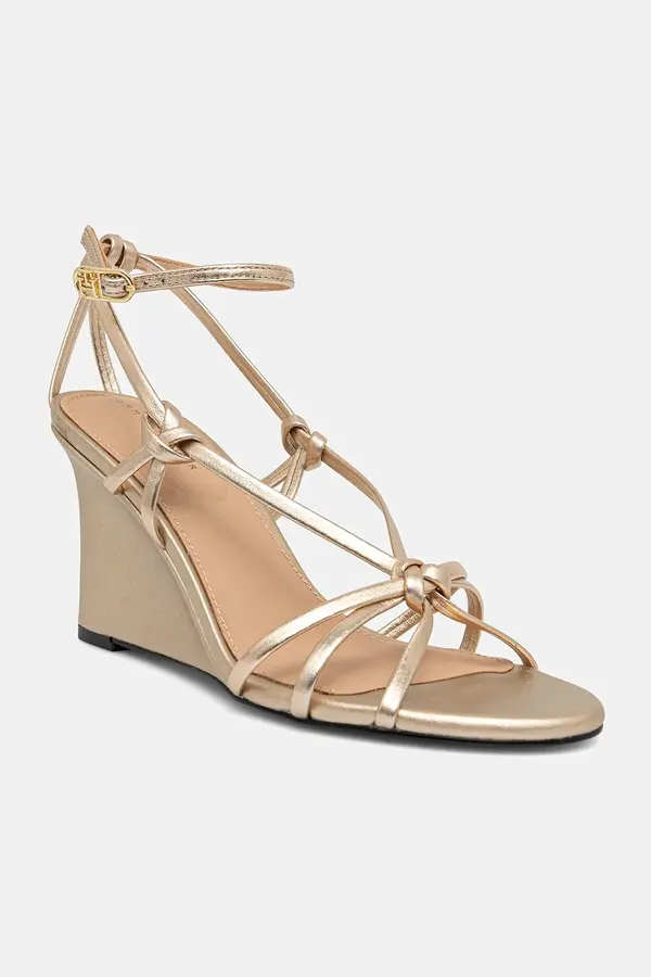 Tommy Hilfiger Usnjeni sandali Tommy Hilfiger METAL LEATHER KNOTS WEDGE SANDAL