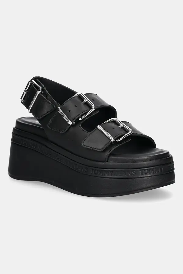 Tommy Jeans Usnjeni sandali Tommy Jeans WEDGE SANDAL