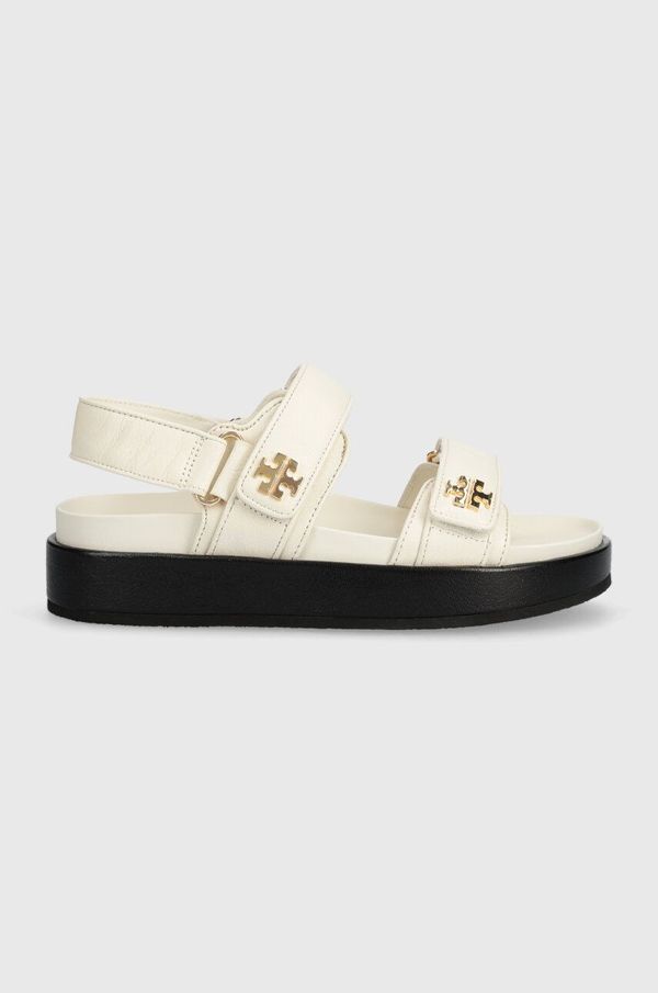 Tory Burch Usnjeni sandali Tory Burch Kira Sport Sandal ženski, bež barva, 144328.104