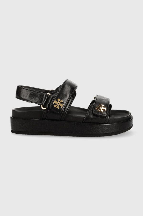 Tory Burch Usnjeni sandali Tory Burch Kira Sport ženski, črna barva, 144328-001