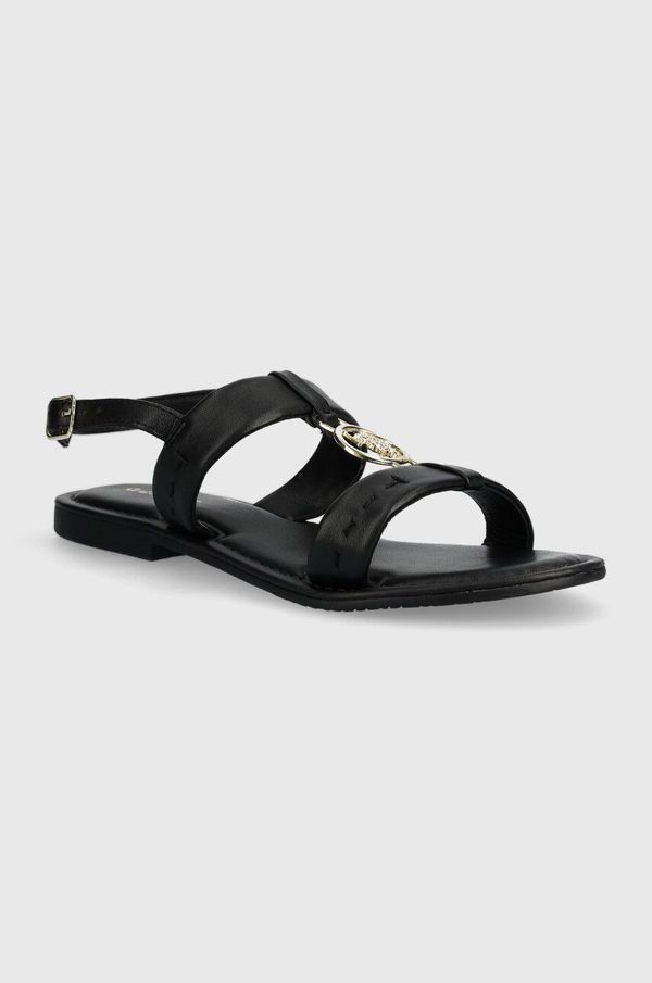 U.S. Polo Assn. Usnjeni sandali U.S. Polo Assn. LINDA ženski, črna barva, LINDA005W 4L1