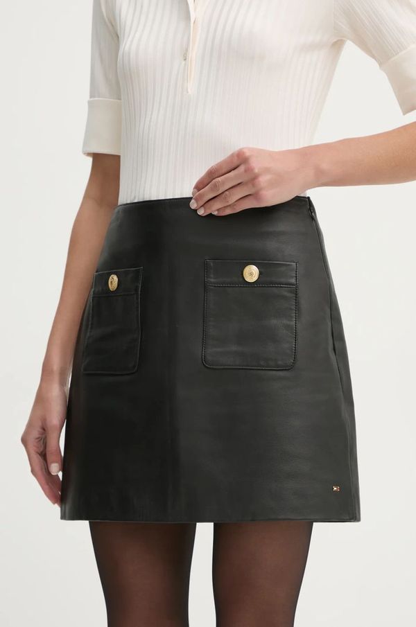 Tommy Hilfiger Usnjeno krilo Tommy Hilfiger črna barva, WW0WW43782