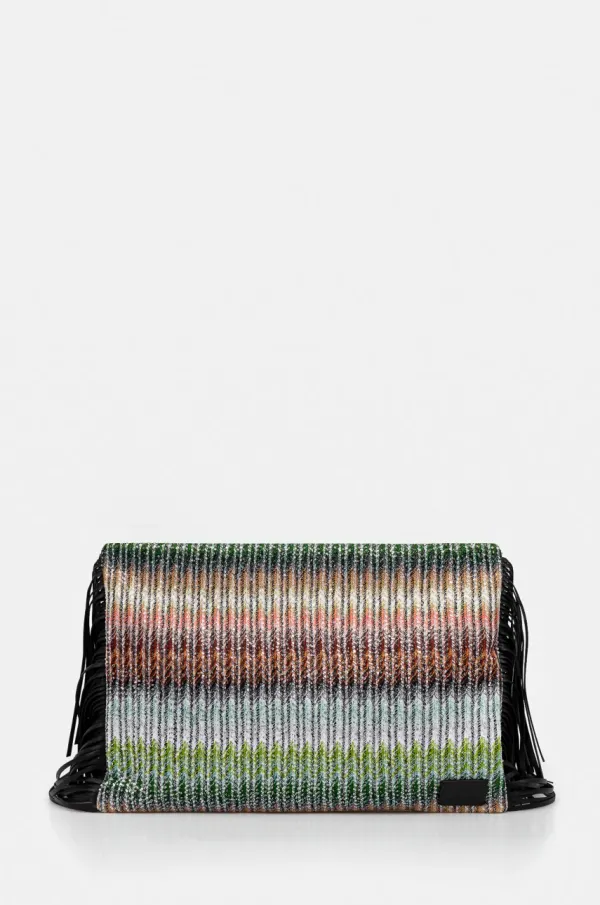 Missoni Večerna torbica Missoni Clutch Fringes črna barva, MI10064F