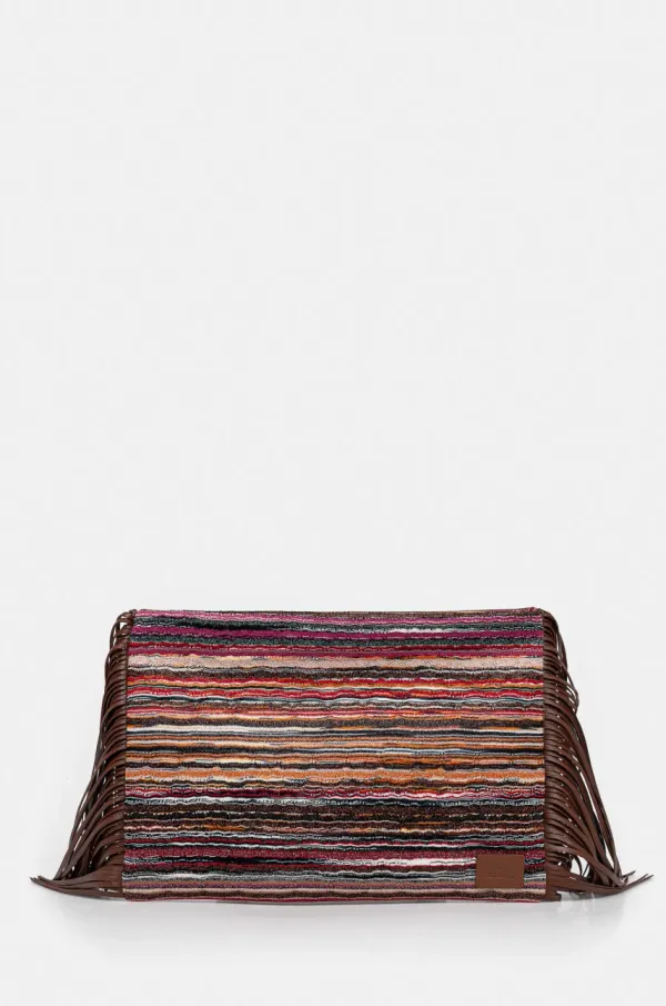 Missoni Večerna torbica Missoni Clutch Fringes rjava barva, MI10064F