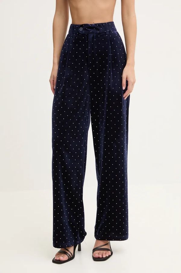 Never Fully Dressed Velur hlače Never Fully Dressed Arden Trousers mornarsko modra barva, NFDTR382