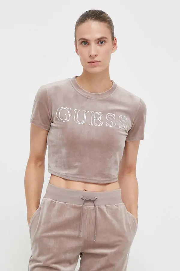 Guess Velur kratka majica Guess COUTURE
