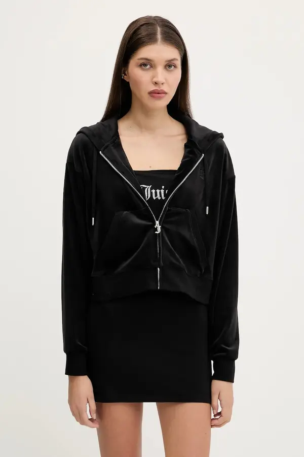 Juicy Couture Velur pulover Juicy Couture BRENDAL CROP OVERSIZED HOODIE