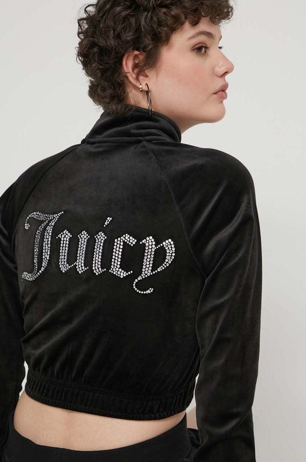Juicy Couture Velur pulover Juicy Couture črna barva