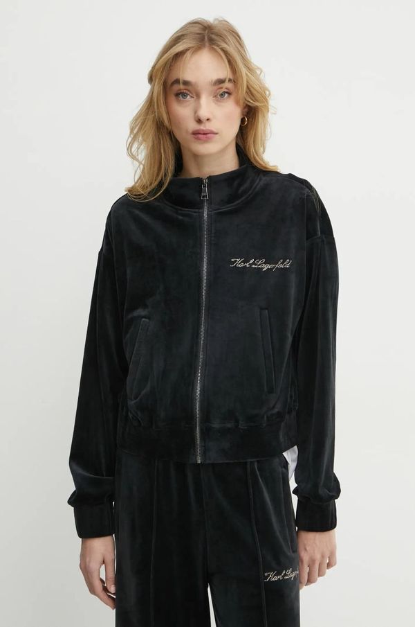 Karl Lagerfeld Velur pulover Karl Lagerfeld črna barva, A1W44005